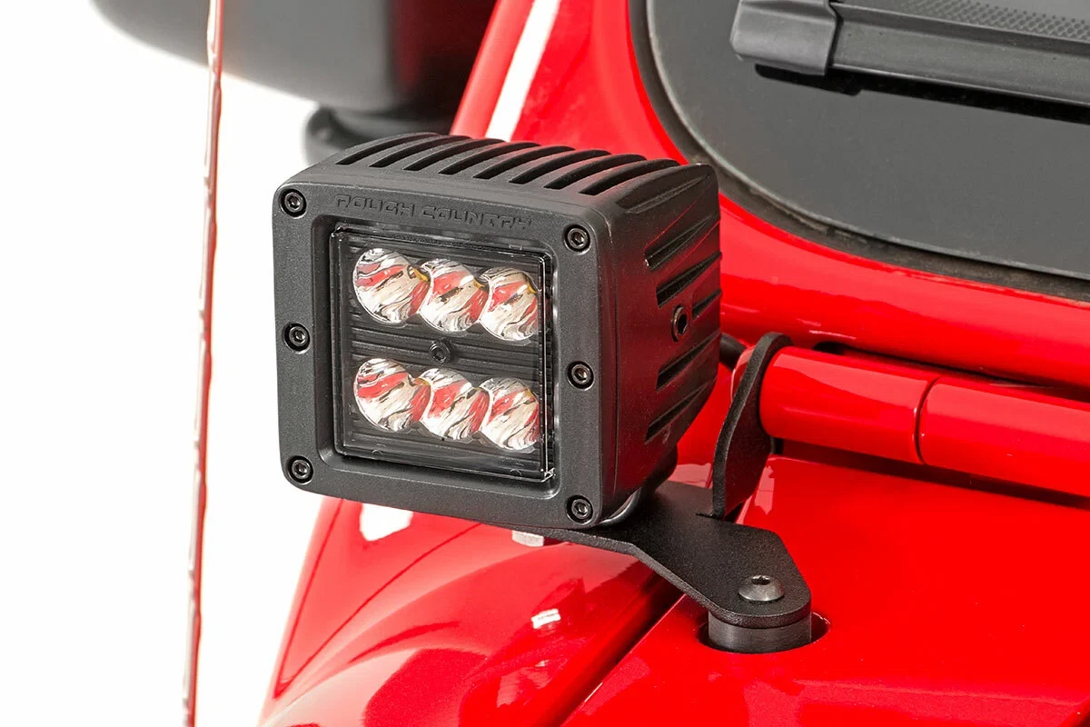 Fits Gladiator JT(18-24) LED Light Hinge Mount 2_ Black Pair White DRL 70052DRL